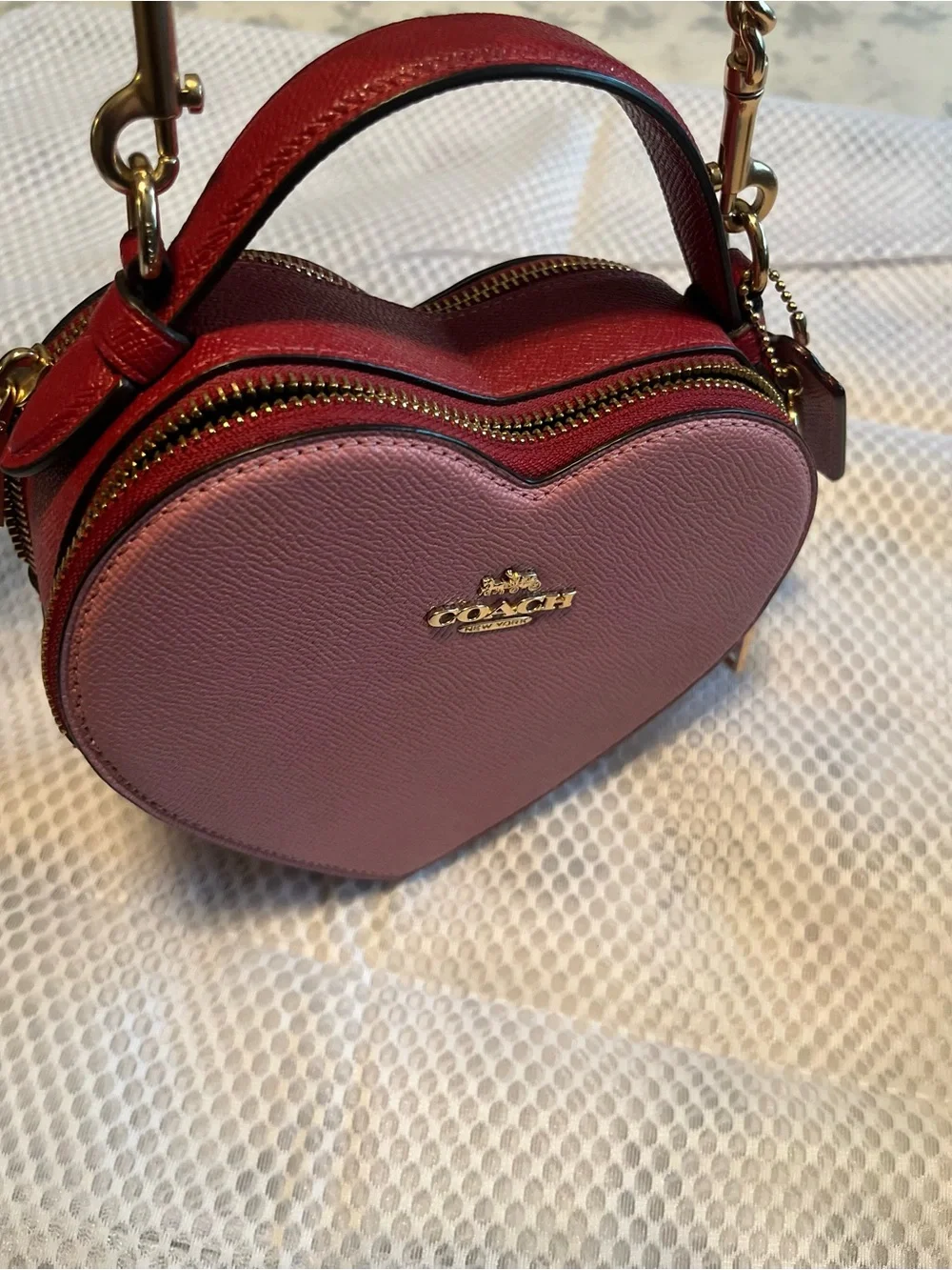 Coach Pink Heart-Shaped Mini Crossbody with Gold Hardware - Picture 3 of 4